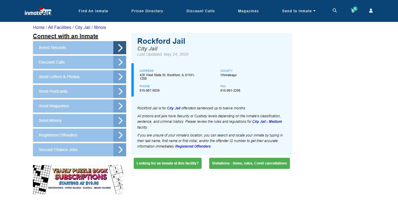 Rockford Jail | Inmate Locator